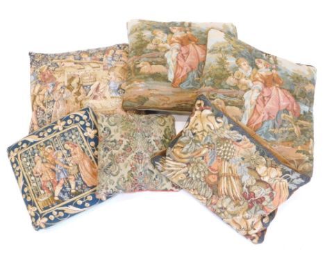 A collection of 20thC tapestry type cushions. (6)