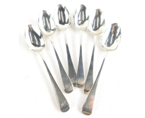 A set of six William IV Old English pattern silver teaspoons, with M initial to each handle, London 1831, 3½oz.