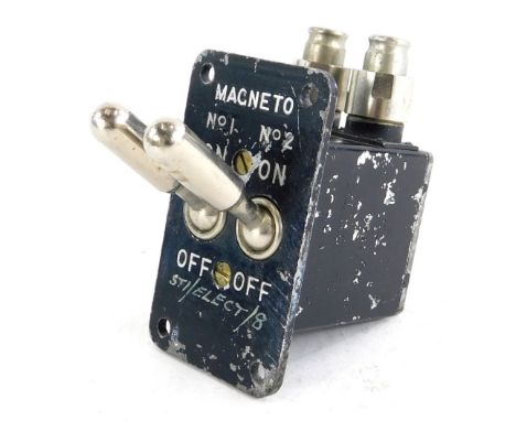 A Lancaster Bomber Magneto engine starter switch, marked NO 1 and NO 2 on-off.