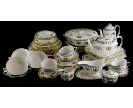 A Spode Trapnell Sprays pattern part dinner and tea service, etc., to include rectangular tray, tureen and cover teapot, sauc