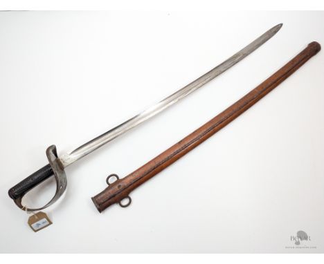 AN 1885 PATTERN LIGHT CAVALRY TROOPER'S SWORD IN SCARCE FIELD LEATHER COVERED SCABBARD. PRODUCED IN SOLINGEN BY WKC. UNIT MAR