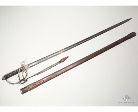 AN EDWARD VII 1821 PATTERN ROYAL ARTILLERY OFFICER'S SWORD. VERY GOOD CONDITION. WILKINSON TRADE BLADE, RETAILED BY C ROCK WO