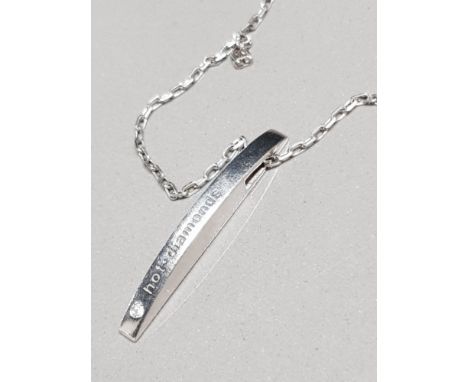 HOT DIAMONDS SILVER PENDANT ON 18 INCH DIAMOND CUT SILVER CHAIN SET WITH SMALL NATURAL DIAMOND 7G