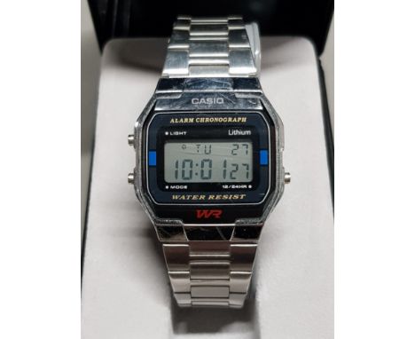 CASIO MENS LCD CHRONOGRAPH SILVER STAINLESS STEEL WATCH