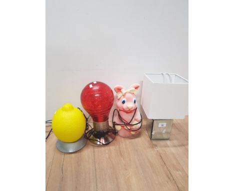 4 ASSORTED TABLE LAMPS INC MODERN MIRRORED BASED LAMP ETC