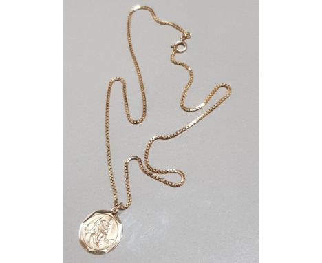HALLMARKED 9CT ST CHRISTOPHER AND CHAIN 18INCH LONG 6.25G