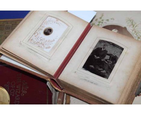 LOT OF VICTORIAN PHOTOGRAPH ALBUMS AND VINTAGE BOOKS
including a large and a small leather boun Victorian photograph albums, 