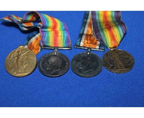 TWO WWI MEDAL PAIRS
awarded to '87741 PTE. A J Bryson L'pool R' and '201778 Pte. J Wilson Sco. Rif' respectively