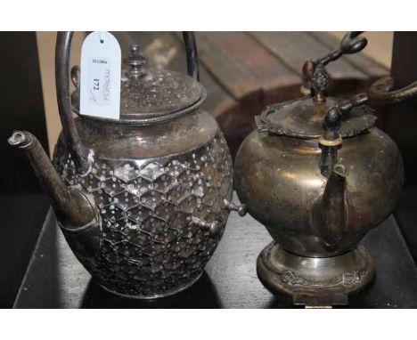 LOT OF SILVER PLATED AND WHITE METAL COLLECTABLES
including two kettles on stands, teapot, etc 