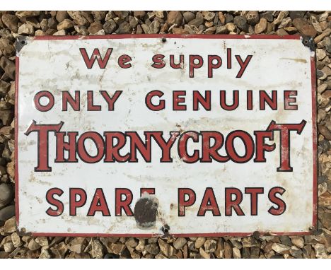 A Thornycroft Spare Parts rectangular enamel sign, 18 x 12".