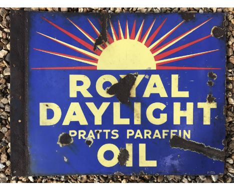 A Royal Daylight Pratts Paraffin Oil double sided enamel sign.