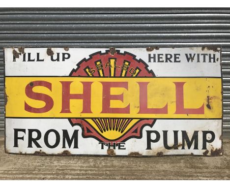 An early 'Fill up here with Sealed Shell from the pump' rectangular enamel sign, 72 3/4 x 35 3/4".