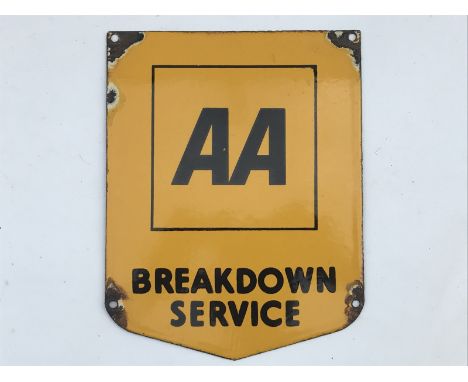 An AA Breakdown Service small enamel sign, 7 x 9".