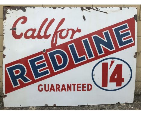 A Redline Guaranteed rectangular enamel sign dated May 1935, the sign with good gloss, 48 x 36".