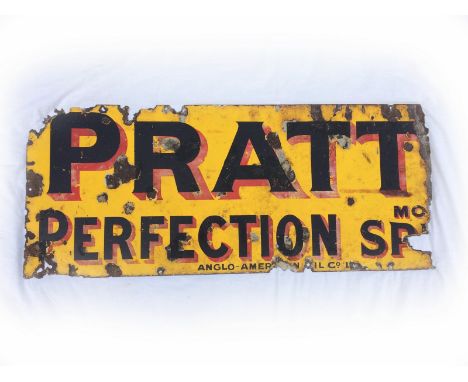 A Pratts Perfection Motor Spirit partial rectangular enamel sign, 42 x 18".