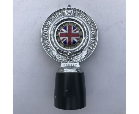 A Royal Automobile Club Associate car badge, with a good Union Jack enamel centre and celluloid backing, no. N33459, by Colli