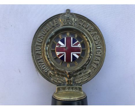 A Royal Automobile Club Associate car badge with Union Jack enamel centre, stamped B5453.