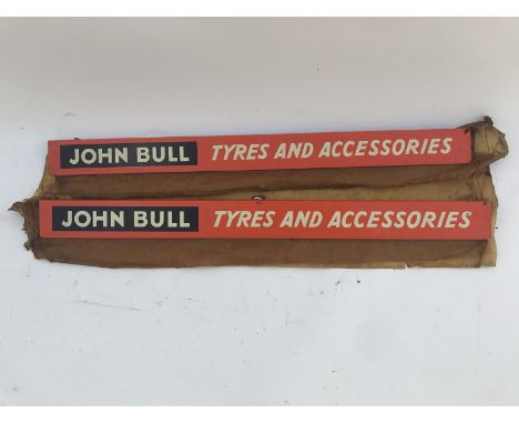 Two new old stock John Bull Tyres and Accessories shelf strips, unused and still in greased papers. 