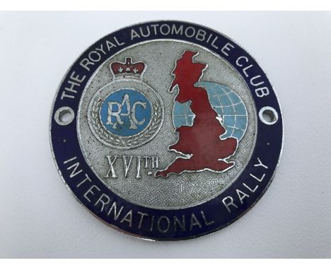 A Royal Automobile Club 16th International Rally circular enamel badge.