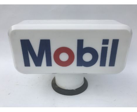 A Mobiloil glass petrol pump globe by Webbs Industrial Glass Company Limited London.