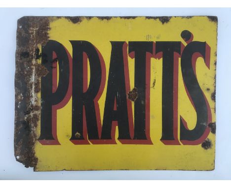 A Pratt's double sided enamel sign with flattened flange, 23 x 18".