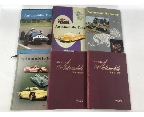 Annual Automobile Review, six volumes between 1954 and 1960, three with dust jackets.