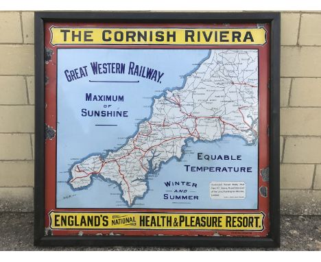 A Great Western Railway Cornish Riviera pictorial enamel sign by Chromo of Wolverhampton, some retouching mainly to the borde