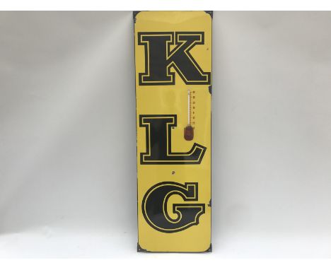 A KLG enamel thermometer with small tube, 12 x 38".