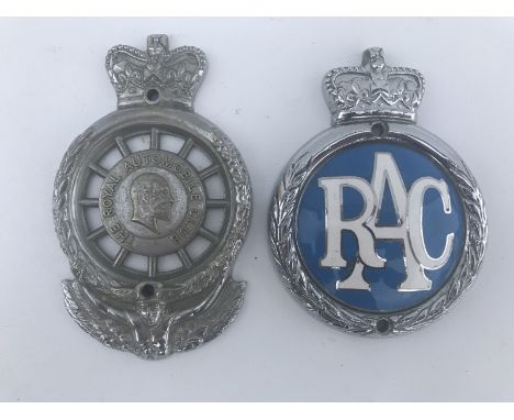 An RAC convex blue enamel laurel wreath badge and one other. 