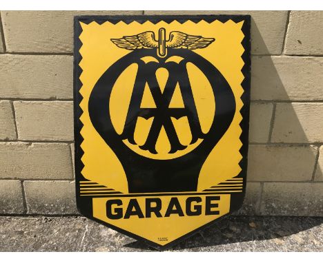 An AA Garage enamel sign by BB Kent of London, 22 x 30 1/2".