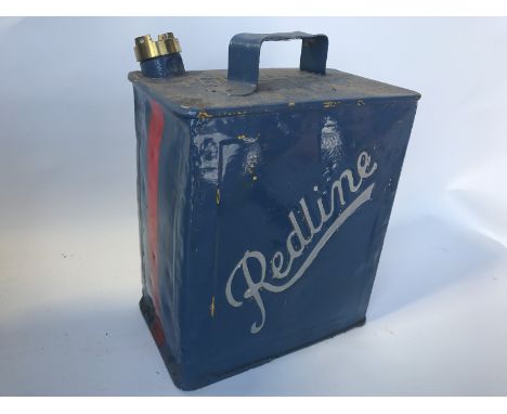 A Redline two gallon petrol can with original brass Redline cap.