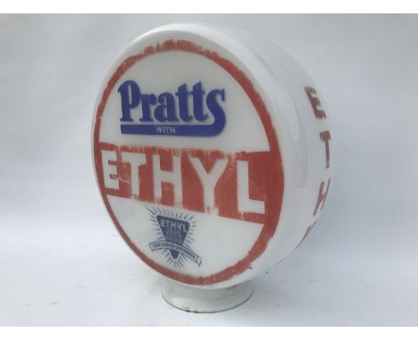 An early and rare Pratts with Ethyl circular glass petrol pump globe by Hailwood & Ackroyd Limited, fully stamped The Propert