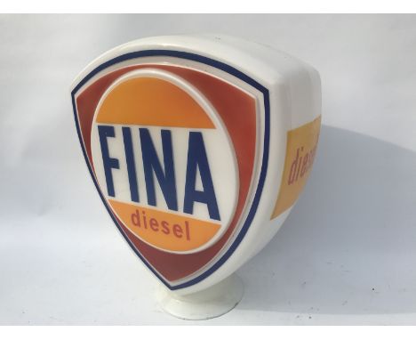 A Fina Diesel glass petrol pump globe, with one chip to the neck. 