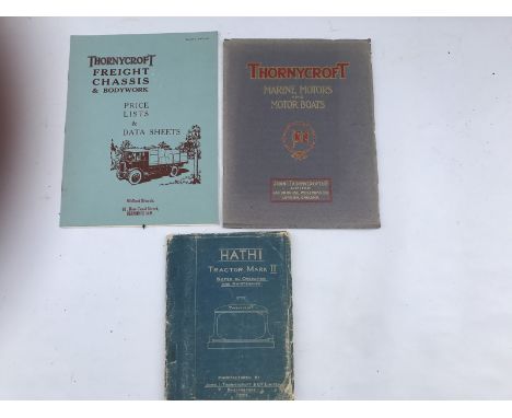 Three Thorneycroft brochures, one very early for Hathi Tractor Mk. II.