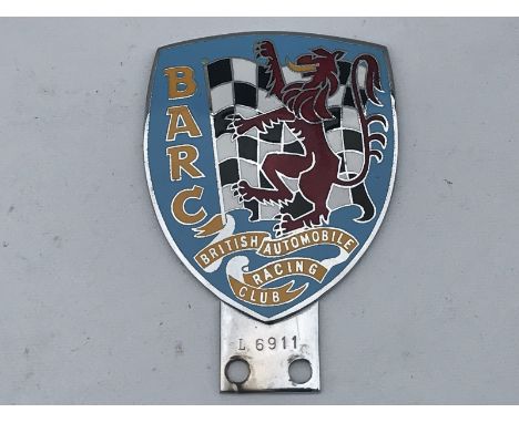 A British Automobile Racing Club enamel car badge no. L6911 by W.O. Lewis Ltd.