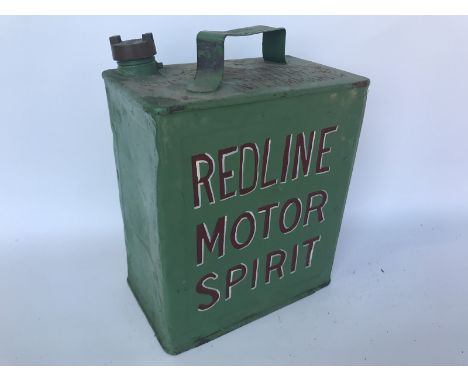A Redline Motor Spirit two gallon petrol can with original brass cap.
