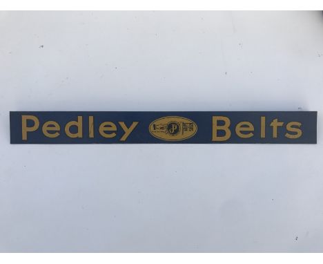 A rare Pedley Belts tin shelf strip, in good condition.
