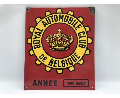 A Belgian Royal Automobile Club rectangular enamel sign, age unknown, 17 1/4 x 20 1/2".