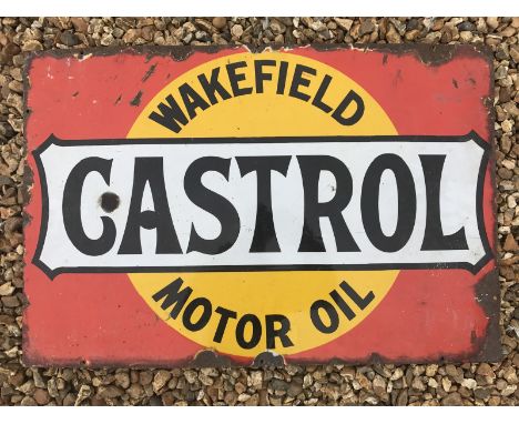 A Wakefield Castrol Motor Oil rectangular enamel sign, 30 x 20". 