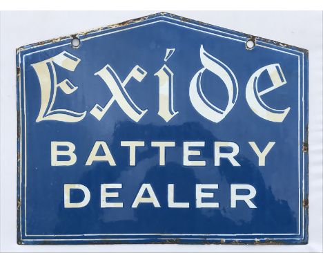 An Exide Battery Dealer double sided enamel sign, 15 x 12".