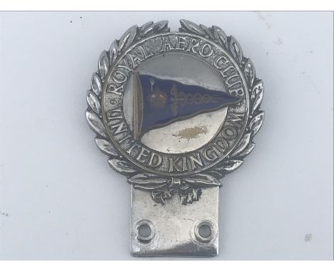 A Royal Aero Club United Kingdom part enamel badge stamped to reverse: No. 236.