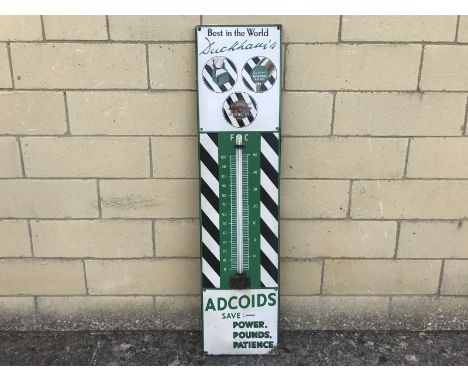 A Duckham's Adcoids enamel thermometer in good condition, 11 x 45 1/2".