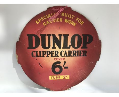 A Dunlop Clipper Carrier cardboard advertisement, 25 x 25".