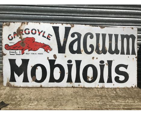 A Vacuum Mobiloils Gargoyle rectangular enamel sign, 52 x 24".
