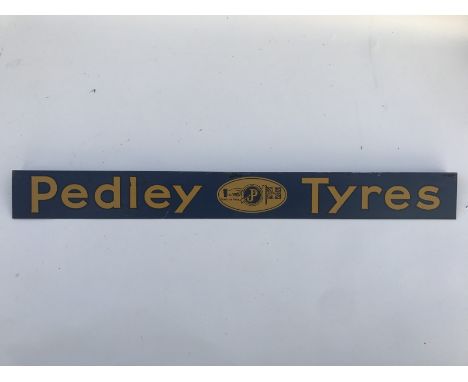 A rare Pedley Tyres tin shelf strip, in good condition.
