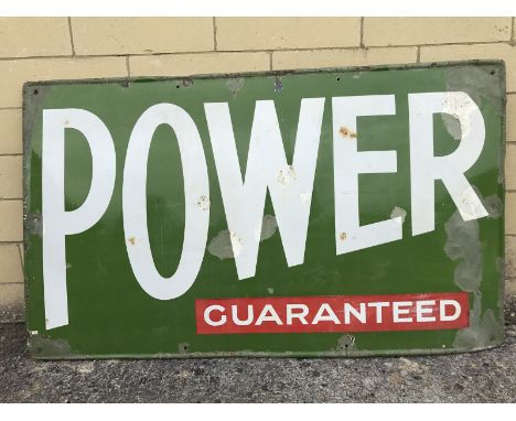An early Power Guaranteed rectangular enamel sign with some amateur retouching, 60 x 36".