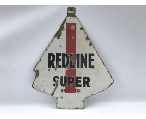 A rare Redline Super Sealed globe-shaped double sided enamel sign, 20 x 25".