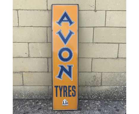 An Avon Tyres enamel sign in excellent condition and of unusual narrow portrait form, 10 x 40".