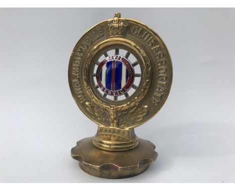 A Royal Automobile Club Associate car badge with rare Civil Service enamel centre, stamped N46284, by Collins of London. 
