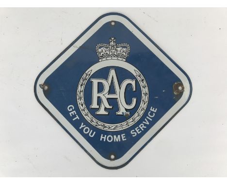A small RAC 'Get you home service' lozenge shaped enamel sign, 10 3/4 x 10 3/4".